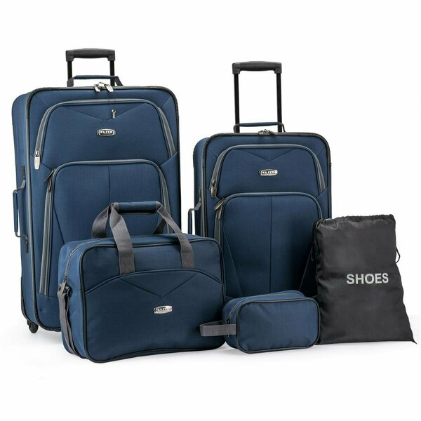 Elite Luggage Whitfield 5 Piece Softside Lightweight Rolling Luggage Set, Navy EL577986